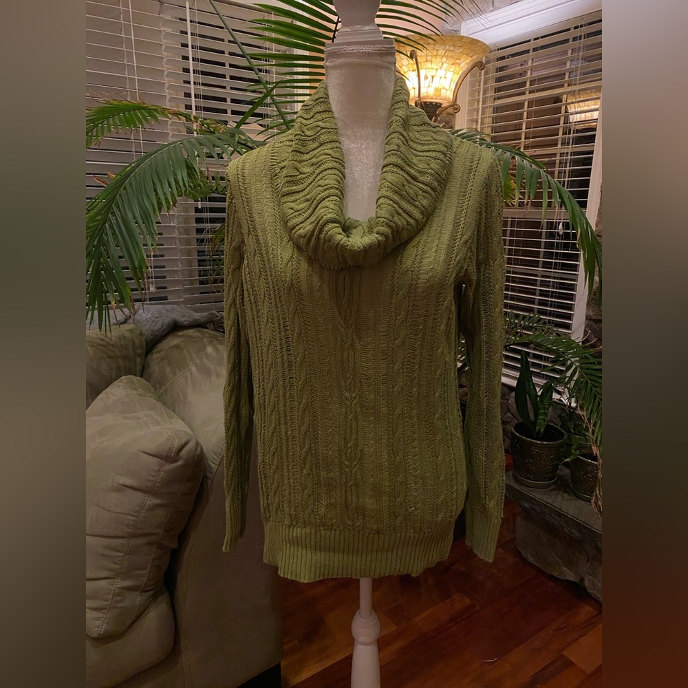 Cowl Neck Cotton Knit Sweater